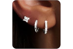 Poxtex Small Gold Huggie Hoop Earrings Stacks for Women, Hypoallergenic 925 Sterling Silver Stud Earring for Multiple Piercings, Lightweight Mini Cute Dainty Trendy Cartilage Hoops Jewelry Set Gift