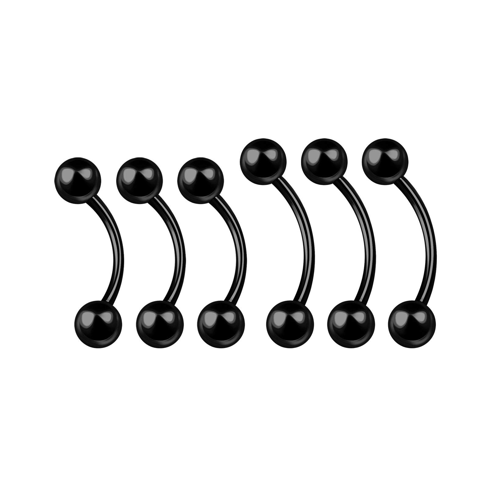 KJM Fashion 6 pieces banana barbell earrings piercing jewellery.