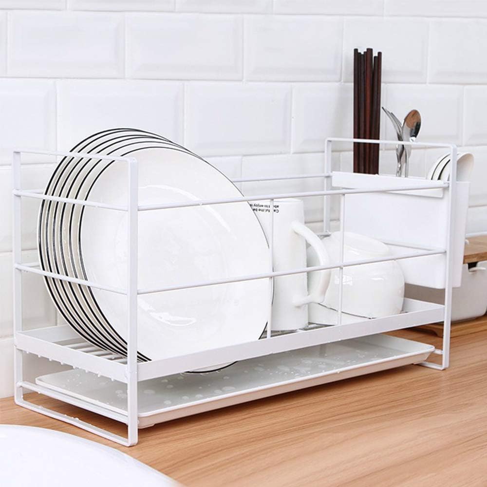 XHHXPY Chapado De Hierro Escurridor De Platos con Bandeja De Gota