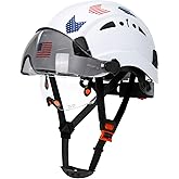 Aolamegs Safe Hard Hats Construction OSHA Approved With Double Visor - Cascos De Construccion Vented Hard Hat With Clear and Tinted Visor Construction Safety Helmet Hat With Chin Straps 6pt Suspension