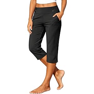 Capri Pants for Women High Waisted Straight Leg Stretchy Lightweight Yoga Trousers Casual Work Golf Leggings with Pockets