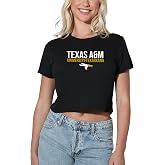 Official Collegiate Distressed Stacked Logo Women's Apparel Crop Top T-Shirt Collection, Black