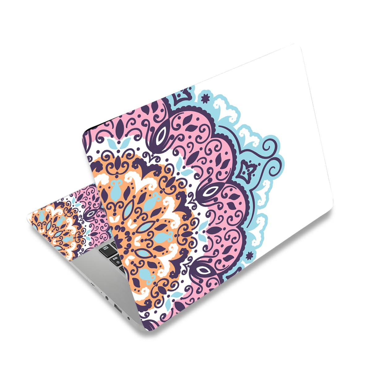 Photo 1 of Lauspuck Laptop Skin Sticker Decal, 12" 13" 13.3" 14" 15" 15.4" 15.6 inch Personalized Universal Vinyl Notebook Skin Sticker Cover Art Protector Decal with Free 2 Wrist Pads, Pink Blue Mandala