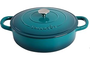 Crock Pot Artisan Enameled Cast Iron Braiser W/Lid, 5 Quart, Teal Ombre