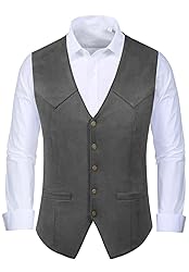 JYDress Men's Suede Leather Vest Vintage Cowboy