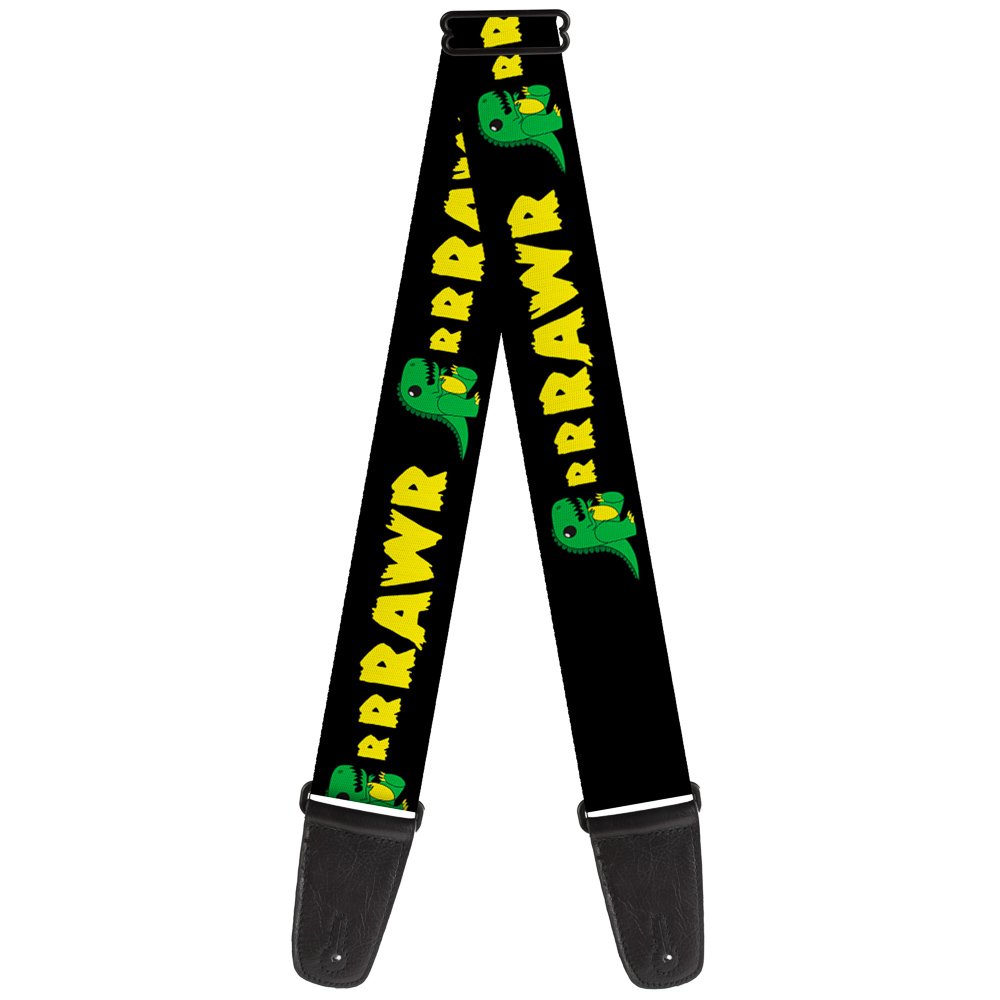 Buckle-Down GS-W31825 Guitar Strap Rrrawr Dinosaur Black Green Yellow 2 Inches Wide, 1.0 in*54.0 in*2.0 in
