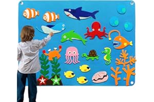 Craftstory Ocean Felt Board Story Set for Toddlers Children Under The Sea 3.5 Feet Flannel-Stories Shark Octopus Toys Wall Activity Storytelling Teaching