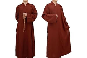 Traditional Chinese Long Robe, Zen Meditation Kung Fu Suit Monk Clothing for Men(Red,38)