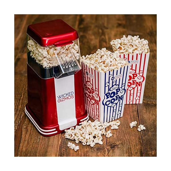 WICKED GIZMOS ® New Retro Electric Healthy Fat Free Popcorn Maker 1200w Power – Easy to Make Healthier Snack Popcorn…