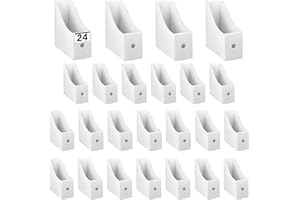 PTRBTY&HISDE 24PCS White Magazine File Holder，Sturdy Cardboard Magazine Holder, Vertical File Folder Holder, Magazine Holder for Desk, Shelves, Office or Classroom Book Organizer
