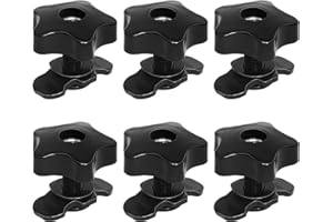 PALOZO L-Track Threaded Double Stud Lug Fittings with Knob, Pack of 6, Black, Steel, Plastic, Universal Fit, Truck, Van, Carg