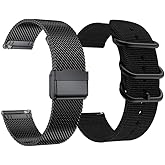 YEEJOK Vivoactive 5/3 Watch Bands Metal+Nylon, 20mm Mesh Metal Watch Band Bracelet & Nylon Strap Compatible for Garmin Venu 2 Plus/Forerunner 645/245 Smartwatch Men Women