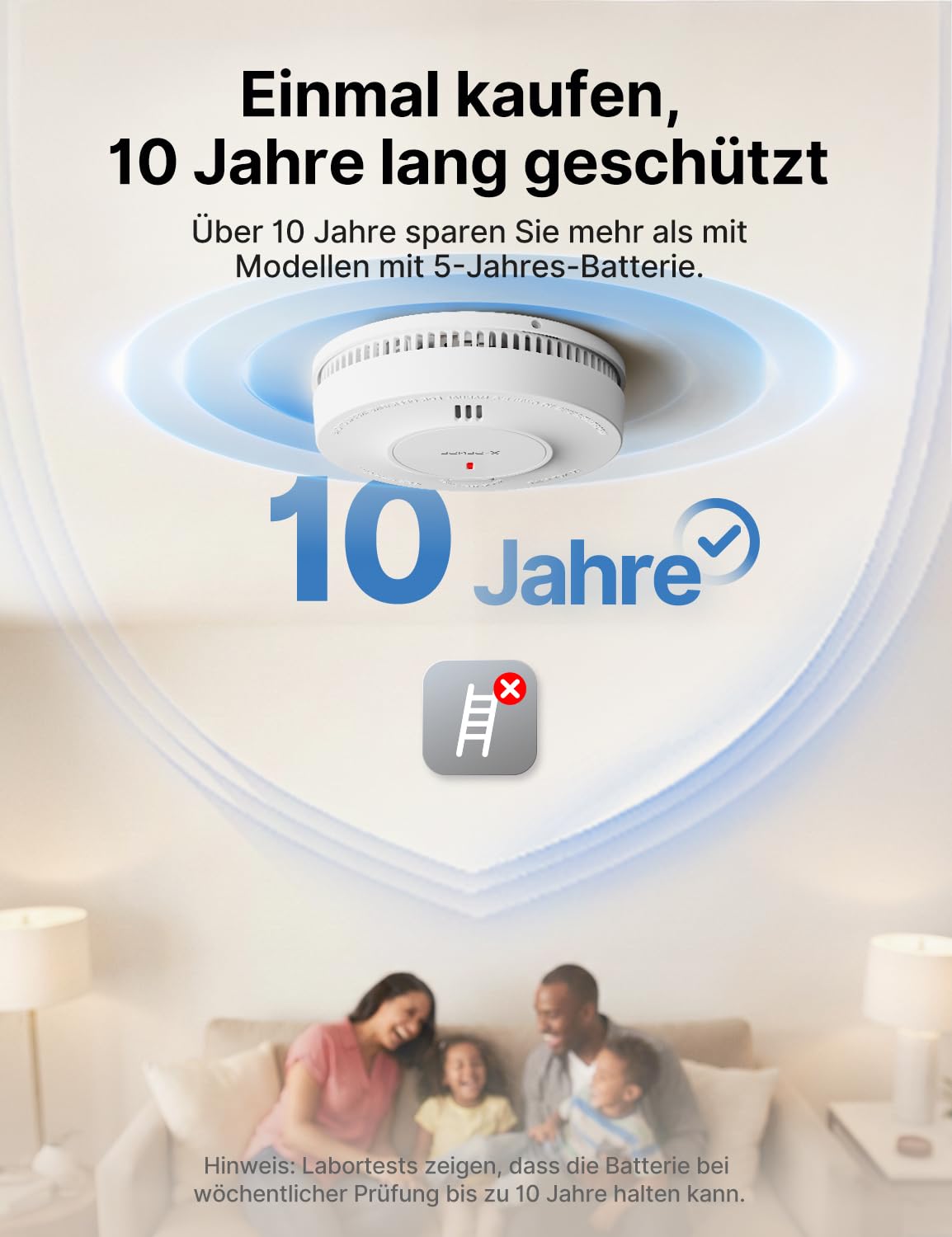 X-Sense Smart WLAN-Rauchmelder Feuermelder mit 10-Jahres-Batterie und SBS50 Basisstation, TÜV Rheinland Zertifiziert, photoelektrischer vernetzbarer Funk-Brandmelder, SD19-MN61, 6 Stück 3