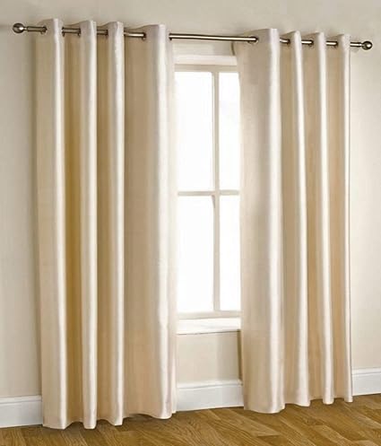 Homefab India Royal Modern 2 Piece Eyelet Polyester Long Door Curtain Set - 8ft, Cream