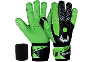 WEMORA Soccer Goalie Gloves Fingersave for Kids Youth Adults with 7.5MM Strong Grip Palm Flexible Finger Protect Spines Double Wrist Professional Goalkeeper Gloves