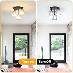 Crystal Semi Flush Mount Ceiling Light, 3-Light