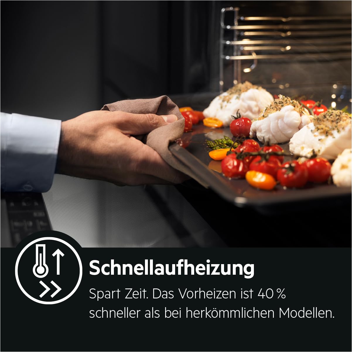 AEG Einbaubackofen – Serie 5 Ringheißluft: Gleichmäßige Garergebnisse auf 3 Ebenen – Pyrolyse Selbstreinigung – 25 Automatikprogramme – LED-Touchdisplay – Schnellaufheizung – Schwarz – BPE53516AB 7