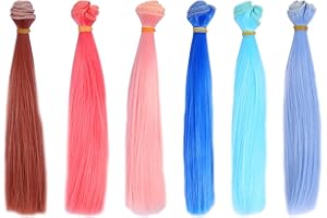 NUOBESTY 6pcs Doll High Temperature Silk Wigs Doll Long Straight Hair Extensions Synthetic Weft Wigs for Doll DIY Arts Crafts