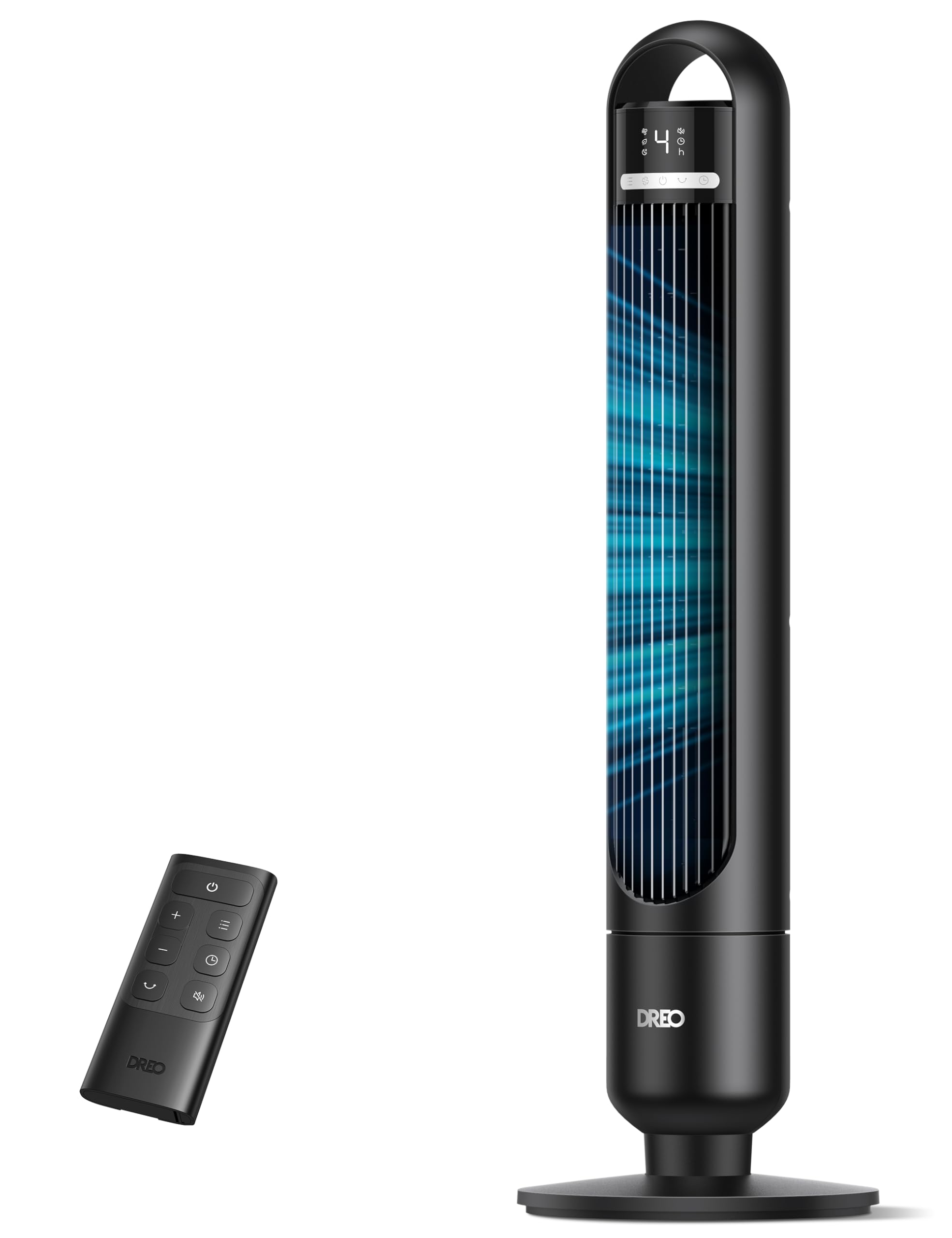 Dreo Tower Fan for Bedroom, 90° Oscillating Standing Fans for Room with 4 Speeds, 3 Modes, 28dB Quiet for Sleep, 25ft/s Velocity, 8H Timer, Remote, Living Room, Office, Home, Black, TF117