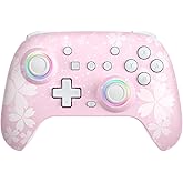 PHNIXGAM Pink Wireless Controller for Switch, Sakura Bluetooth Controller Compatible with Switch 1/Switch 2/Switch Lite/Switch OLED, Windows PC/Steam/Steam Deck/iOS 16.0 and Above/ Android 10.0 and Above, with Programmable Buttons, RGB, Motion Control/Vibration/Turbo