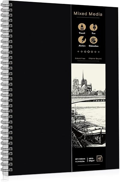 Thboxes A3 Sketch Book 200GSM 40 Sheets 80 Pages Hardback Spiral Bound