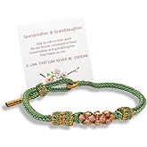 To My Granddaughter "A Link That Can Never Be Undone" Peach Blossom Bracelet, Granddaughter Bracelet from Grandma, Adjustable Braided Bracelets for Women, Comfortable Women Jewelry (A-GREEN, Adjustable)