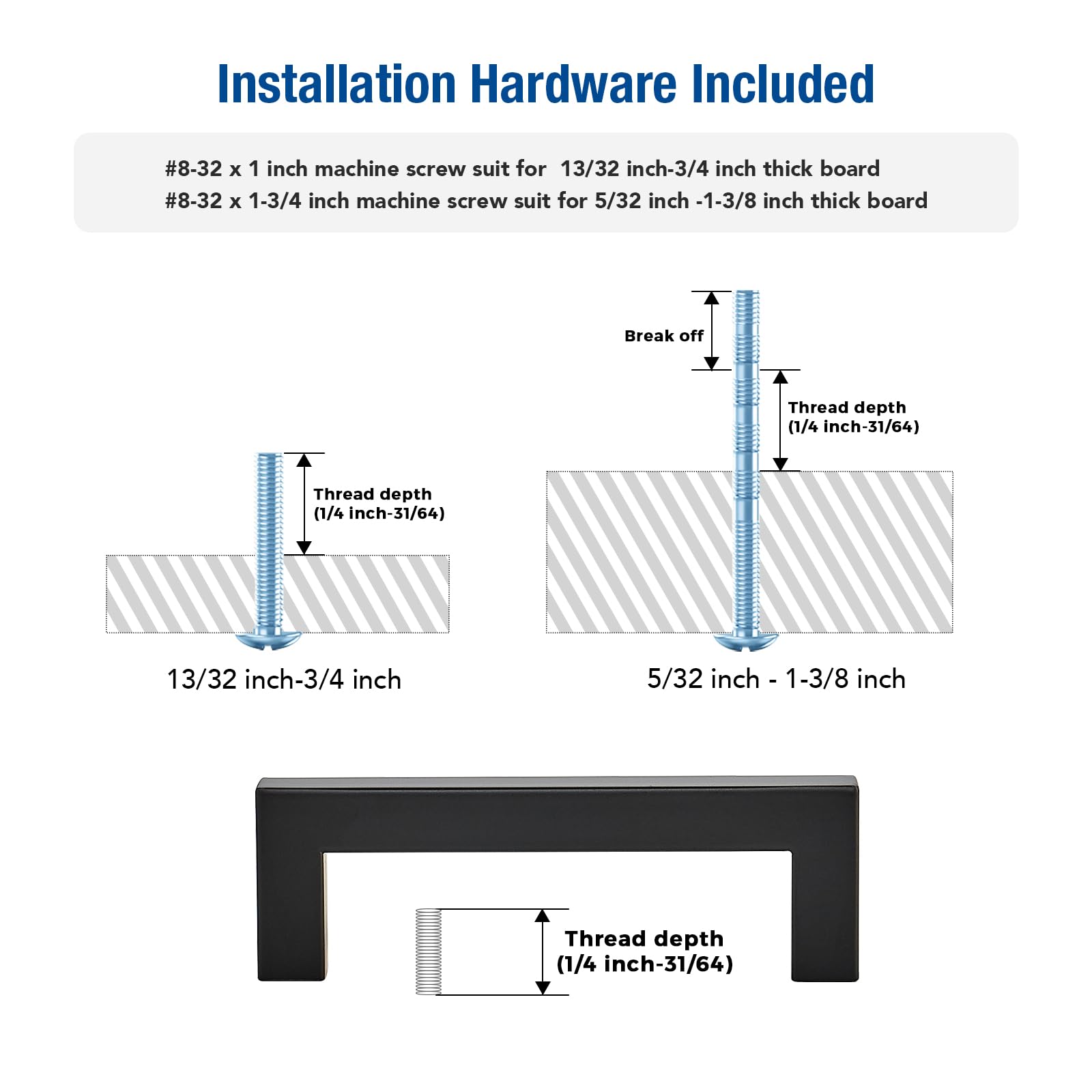 JOY DECOR 4 Pack Cabinet Handles, Black Cabinet