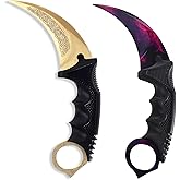 2 Pieces Karambit Knife Fixed Blade Tactical Camping Tool,Outdoor Hunting Knife with Sheath and Cord, Suitable for Hiking, Ad