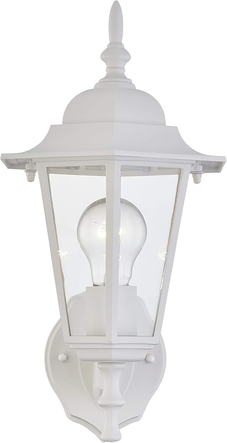 Gruenlich Outdoor Wall Lantern, Wall Sconce as Porch Lighting Fixture with One E26 Medium Base, Aluminum Housing Plus Glass, ETL Rated, Bulb Not Included (White Finish) - - 