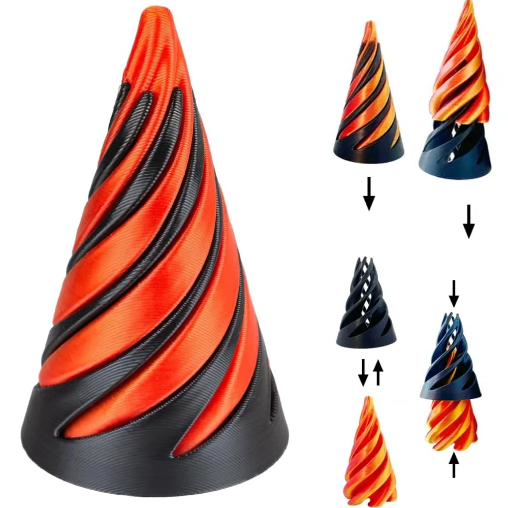 Photo 1 of Muybien Impossible Pyramid Passthrough Sculpture, Pass Through Pyramid, 3D Printed Spiral Cone, Mini Vortex Thread Illusion (Gold)