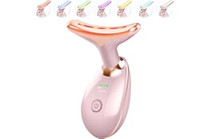 ELISHINE Light Based Face-Neck-Massager - 7 Color Portable Facial Massager for Skin Care, Glossy Pink