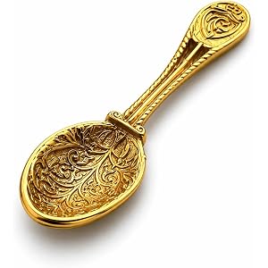 TerraSantaStore 18K Gold Plated 925 Sterling Silver Zagrebushka Spoon Wallet Amulet, 1.6” Tiny Purse Mascot Money Scoop Charm