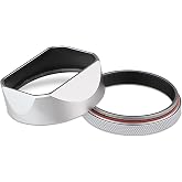 Haoge X100VI Square Metal Lens Hood for Fujifilm Fuji X100VI Camera Silver with 49mm UV Filter Adapter Ring Haoge LH-X54W