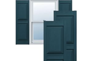 MID AMERICA Mid-America 00021451166 Standard Size Williamsburg Double Panel Vinyl Shutters, w/Installation Shutter-Lok's & Matching Screws (Per Pair), 166, 14 3/4"W x 51"H, Midnight Blue