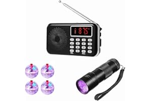 Jalzdieod for Paranormal Research Equipment Kit 6 Pieces Includes 1 FM Radio, 4 Light Up Cat Balls(Battery Included), 1 UV Fl