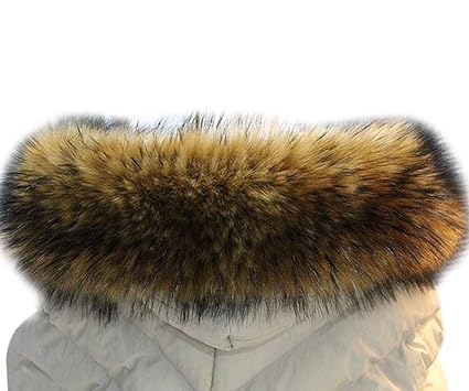 MAGIMODAC Damen Herren Pelzkragen Fellkragen Fellstreifen Kunstpelz Fell Pelz Kragen Streifen Pelzschal für Mantel Kapuze 70c