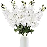 INSUNSIX Artificial White Delphinium 5PCS Large Silk Flowers With Stems 30.7" Snapdragon Long Stem for Tall Vase Home Wedding Centerpieces Decor