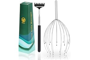 YEZY Head Massager 20 Fingers Head Scratcher Scalp Massager, Back Scratcher, Stocking Stuffers for Scalp Massage Back Massage (Silvery)