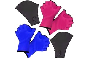 Lomodo 3 Pair Webbed Swim Gloves Aquatic Gloves Waterproof Swimming Training Gloves Hand Paddles Fingerless Aqua Flippers Gloves for Men Women Diving Surfing (Medium Size,3 Color)