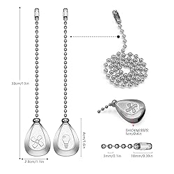 Dotlite Silver Ceiling Fan Pull Chain, 12 Inches