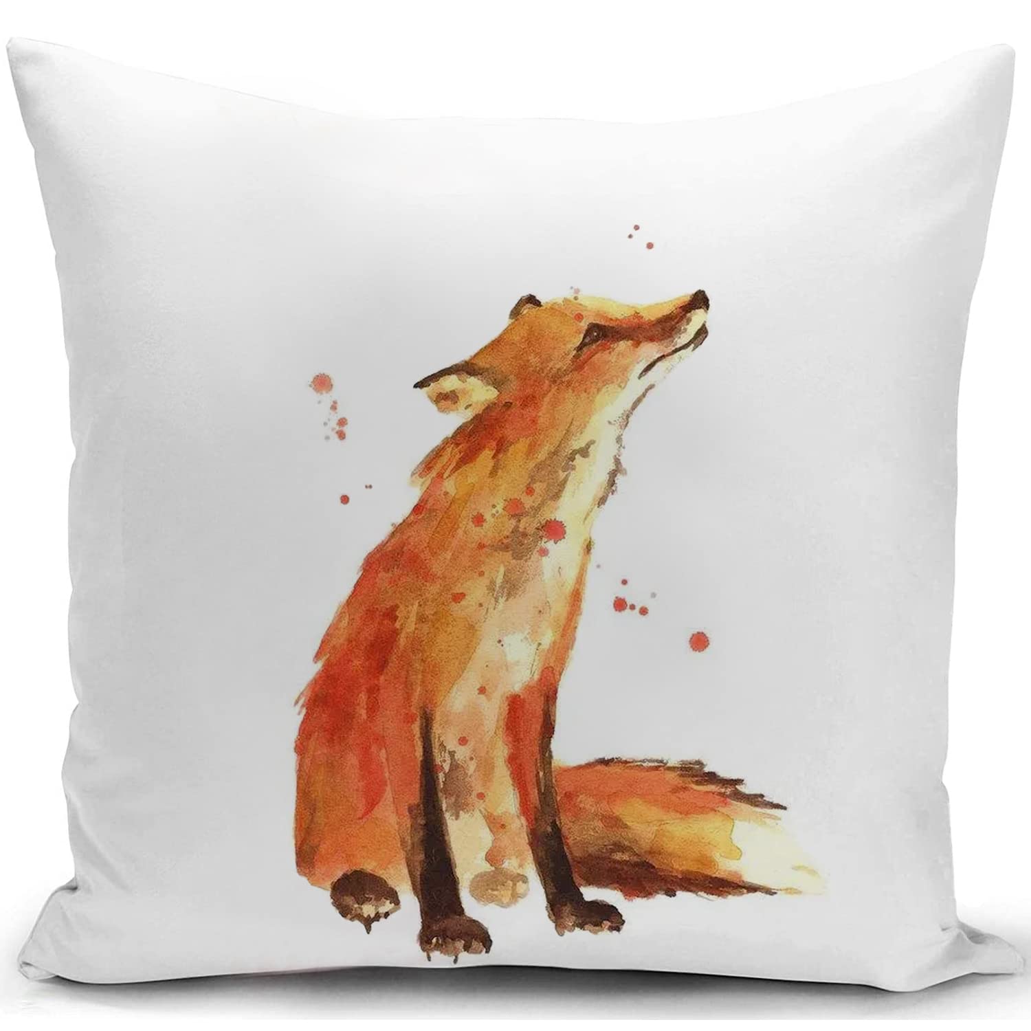 KUNQIAN Fox Cushion Cover Animal Fox Ornament Pillow Cover Decor for Home Livingroom Couch Bed Sofa Decorate Throw Pillow Case Fox Gift 18"x18" — image 1