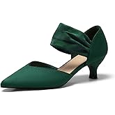 GotSoft Womens Low Kitten Heels Pointed Toe Slip on Pumps Ankle Strap Elegant Party Wedding Dress Shoes