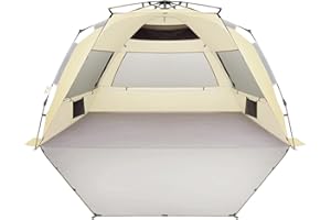 Oileus XX-Large Pop Up Beach Tent Sun Shelter for 5-6 Person Portable Sun Shade Instant Tent for Beach with Carrying Bag, Stakes, 6 Sand Pockets, Anti UV for Fishing Hiking Camping Khaki