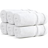 REDKISS Luxury Washcloths for Showering, 13x13 inch, 100% Cotton Premium Wash Cloths Set of 6, Super Soft and Highly Absorbent Face Towels for Bathroom, Spa, Gym and Hotel, White