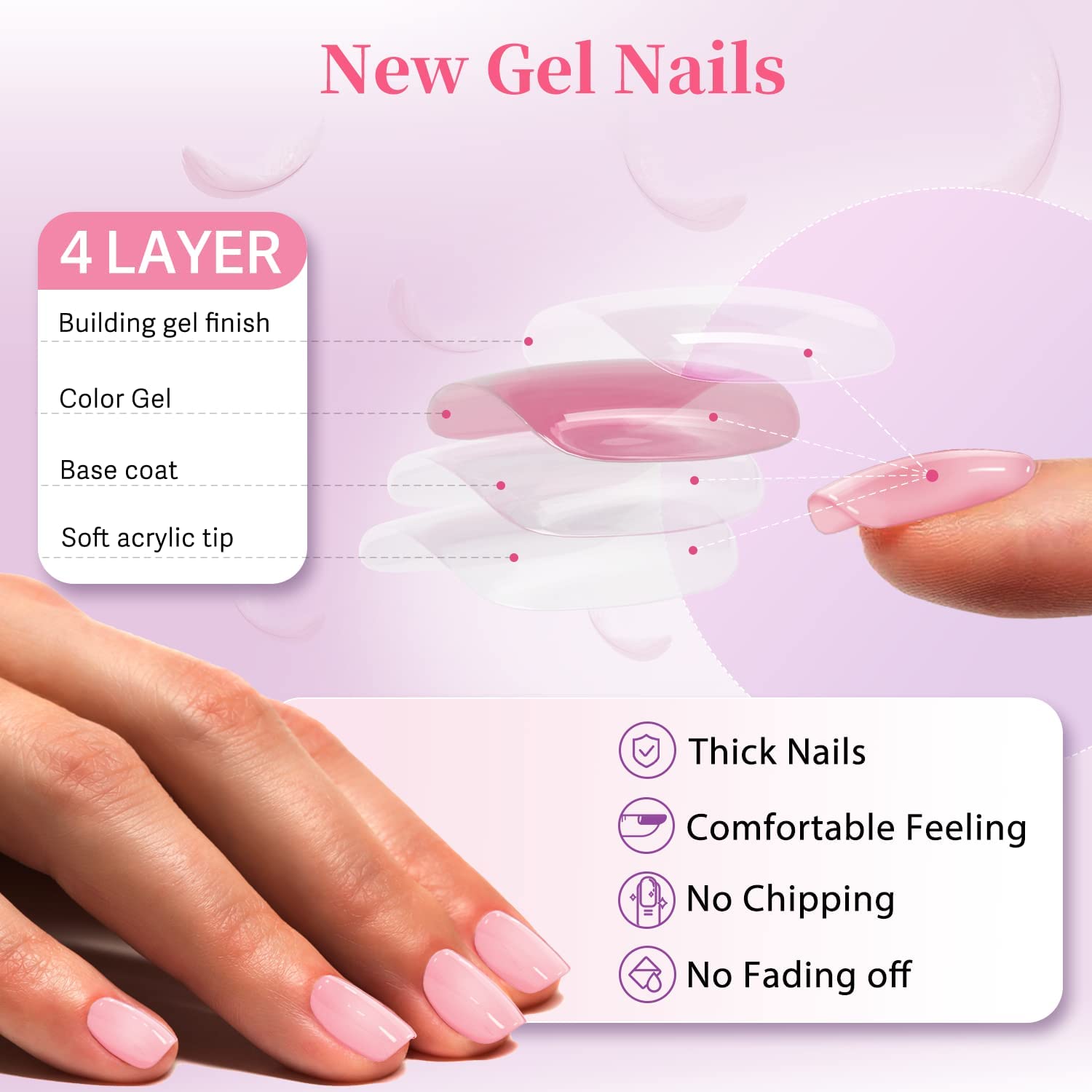 Short French Press on Nails With Design,KXAMELIE Hot Pink Square Shape Colorful Swirls French Tips Fake Nails,Glossy Gel Nails Press on,Full Cover Reusable Glue on Nails for Women Girls in 24 PCS - Image 4