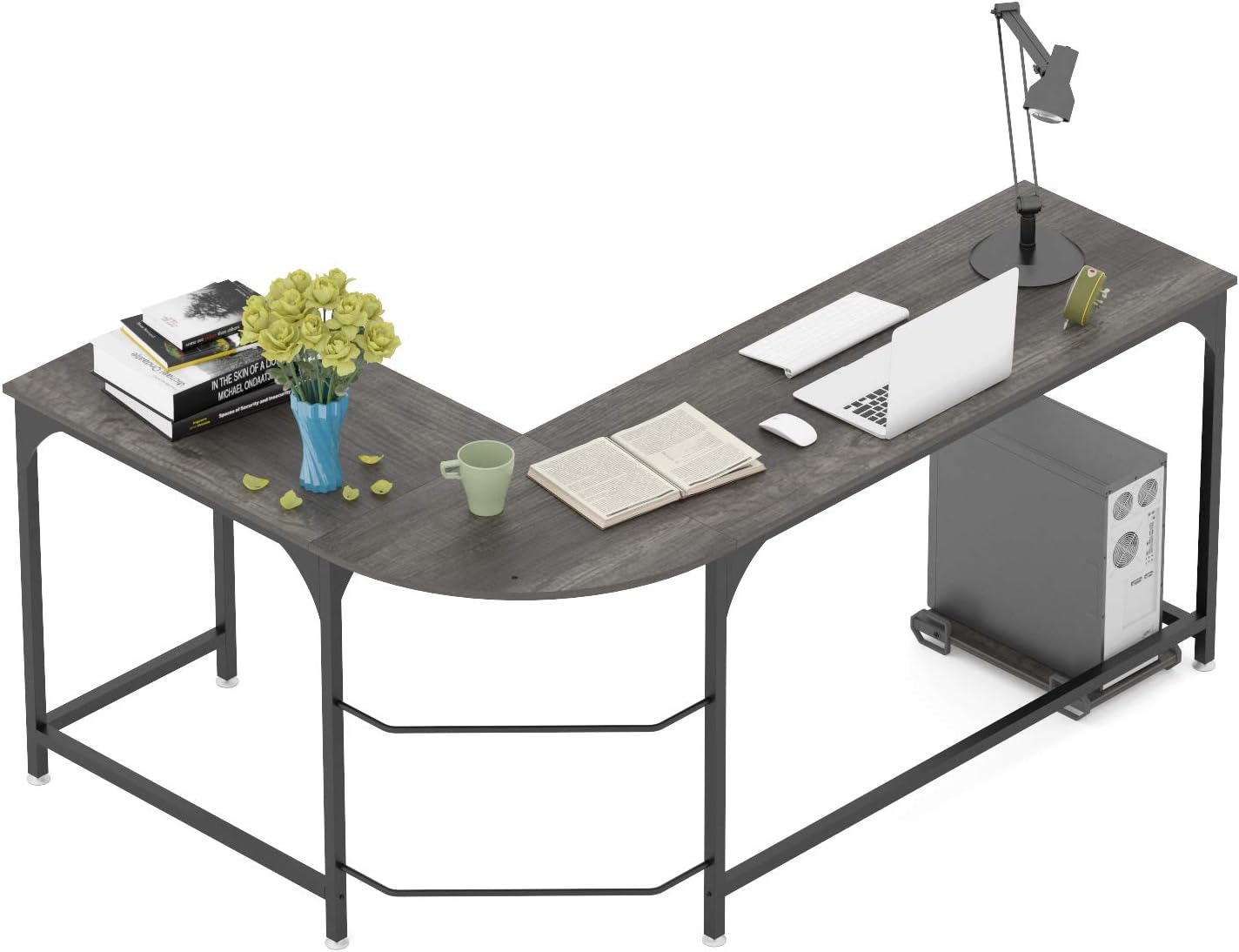 Teraves Reversible LShaped Desk Corner Gaming Computer Desk Office