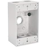 Hubbell-Bell 5321-1 Single Gang Weatherproof Box with 4-1/2-Inch Outlets, White