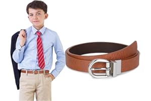 SUOSDEY Kids Reversible Belt for Boys and Girls Leather Belt for School Uniform Casual Jeans Back to School Fashion