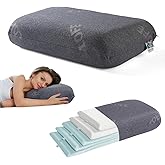 Lofe Adjustable Memory Foam Pillow - Combined Thin Pillow to Adjust Softness/Support, 10 Heights of Adjustable Piliow for Neck Pain Relief, CertiPUR-US Memory Foam Plilow for Stomach/Side/Back Sleeper