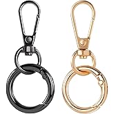 OIIKI 2 Sets Swivel Clasp Clips, Metal Swivel Snap Hook, Double Opening Key Chain Clip with Key Ring for DIY Crafts, Jewelry Clasps, Lanyard Making - Black, Gold